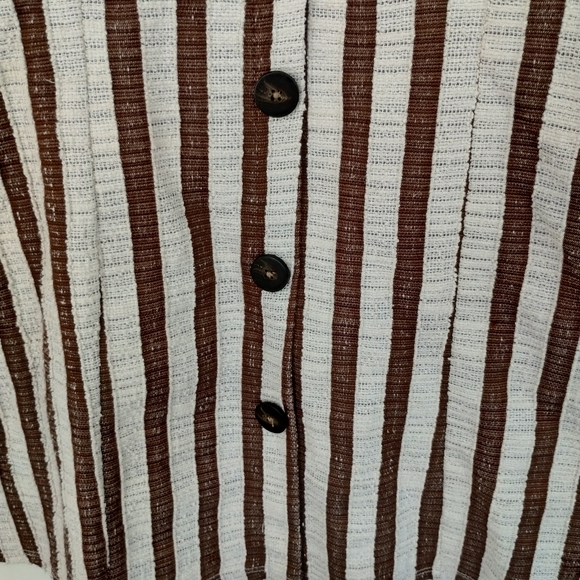 Zara Trafaluc Mini Dress Medium Striped White Brown Coastal Feminine Hippie - Picture 8 of 8